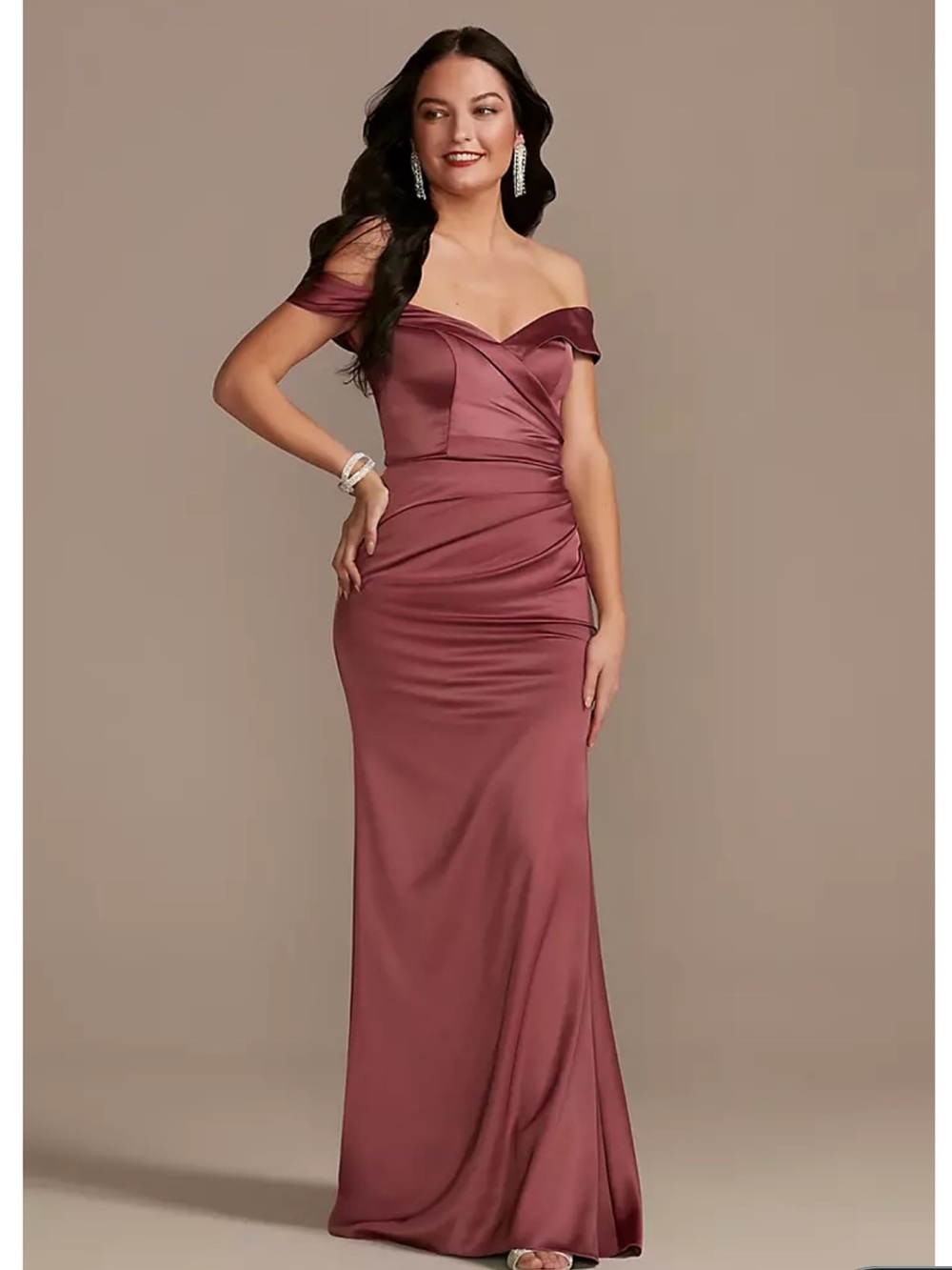 Galina Signature Off-the-Shoulder Mermaid Strapless Dress in Chianti